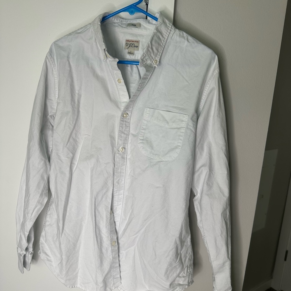 J. Crew White Button-Down Oxford Shirt